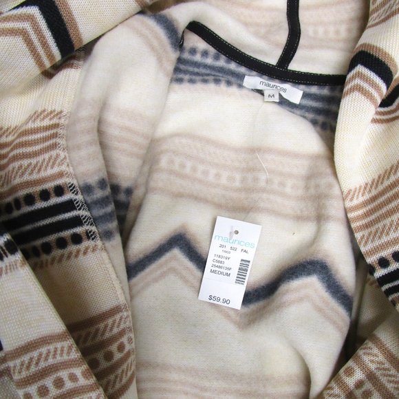 Mix Stripe Open Front Hooded Coatigan - Picture 5 of 7